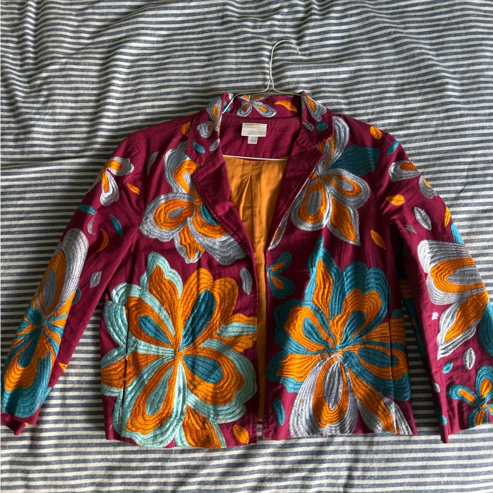 Anthropologie embroidered 100% cotton jacket (Medium)